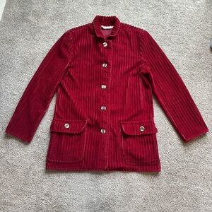 111 State Women’s Red Corduroy Blazer Jacket sz L Cotton Button Front Casual